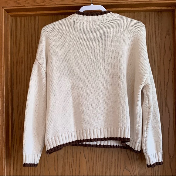 moon & madison Cream Sweater with Brown Trim and 'WHISKEY WEATHER' Text - Picture 2 of 4